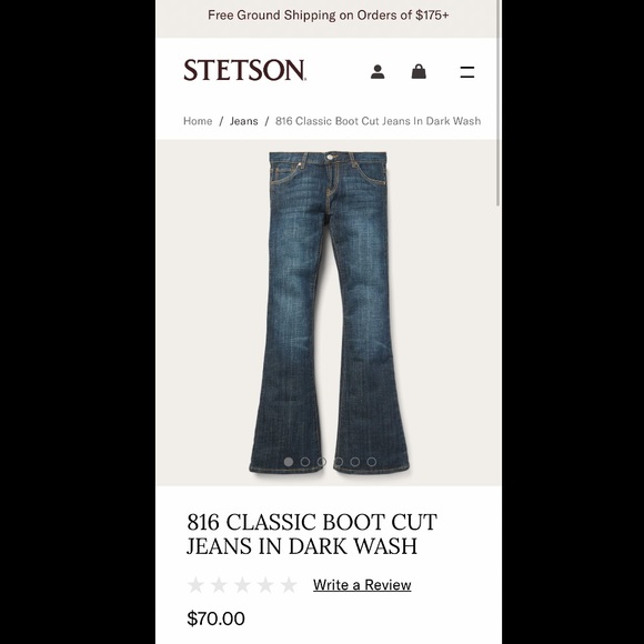 Stetson Denim - Worn Once Tall Stetson 816 Classic Bootcut Jeans in Dark Wash - 8 Long EUC